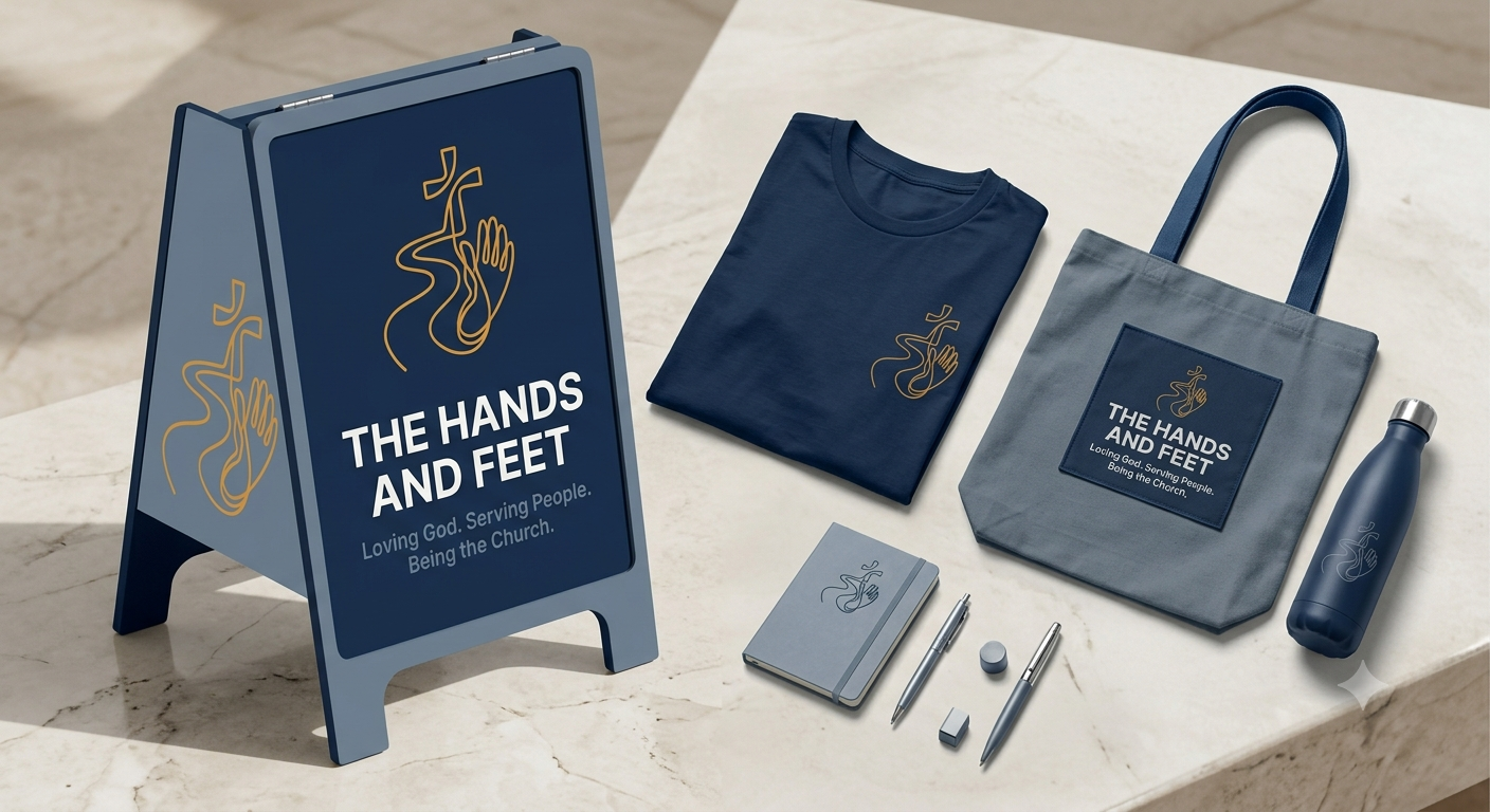 The Hands And Feet ministry branding and serving materials